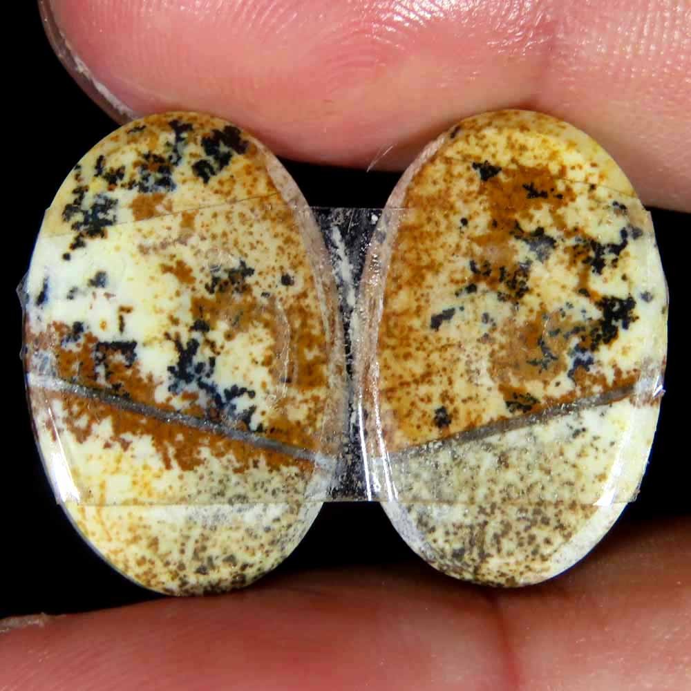 21.95Cts.100% Natural Designer Picture Jasper Oval 13x20x4mm cab Pair Gemstone