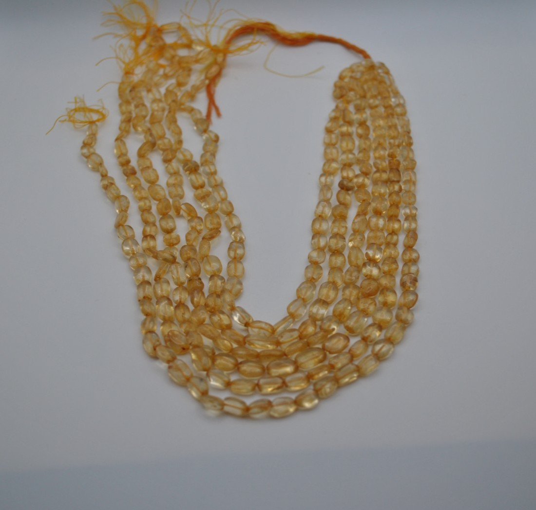 Citrine Oval Gemstone Strand with Smooth Stones (No Clasp)