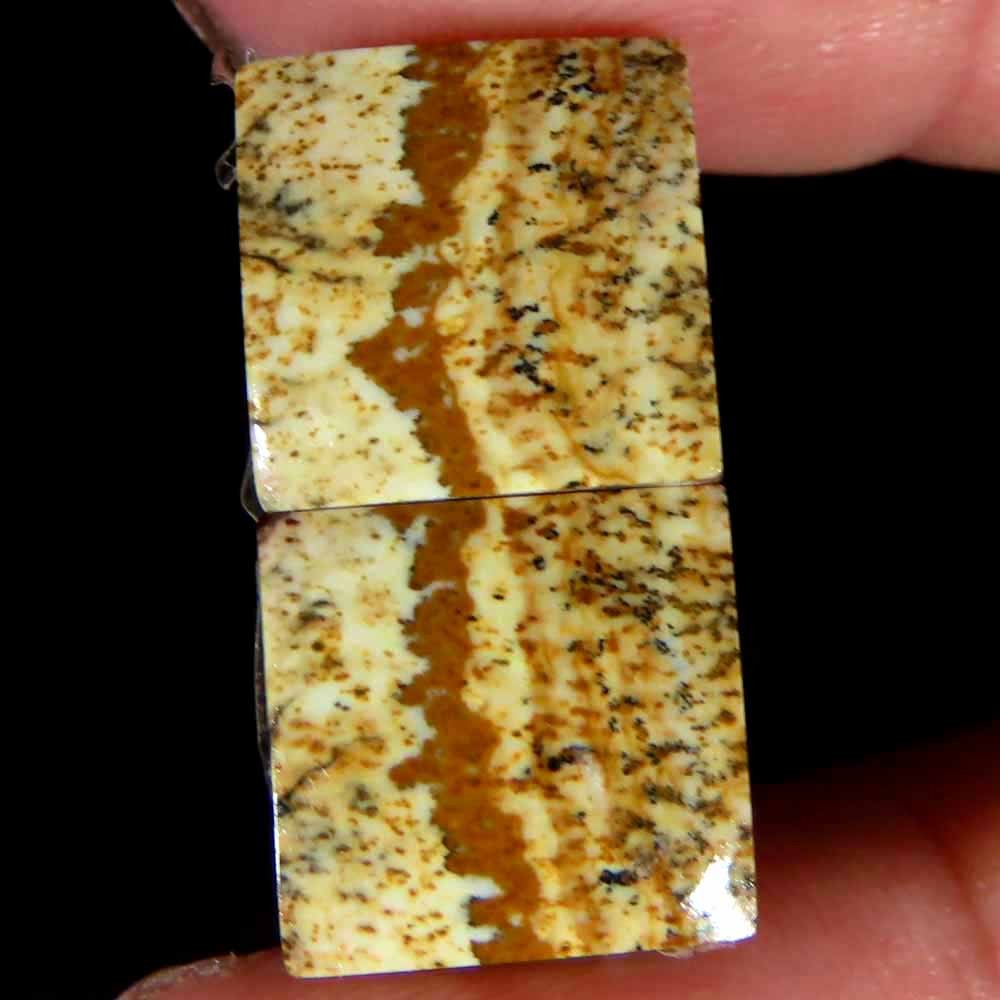 12.80Cts.100%Natural Designer Picture Jasper Cushion 10x11x5mm cab Pair Gemstone