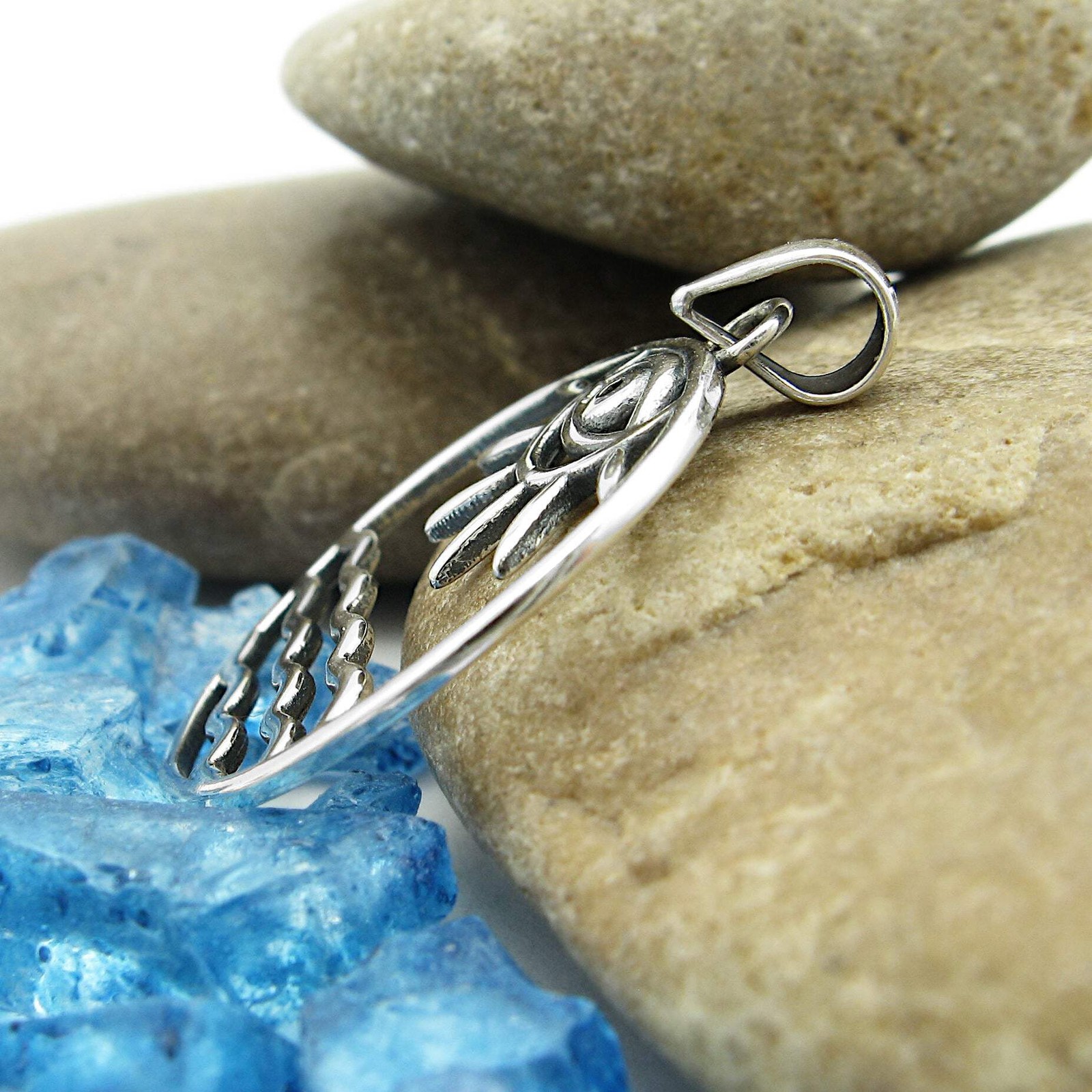 Sun, Eye and Waves Pendant ONLY No Chain – 925 Sterling Silver