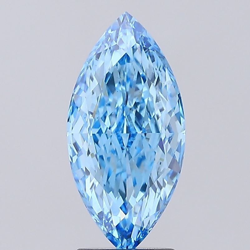3.03 Ct Marquise Lab Created Diamond Fancy Vivid Blue VS1 Excellent IGI CVD Sto