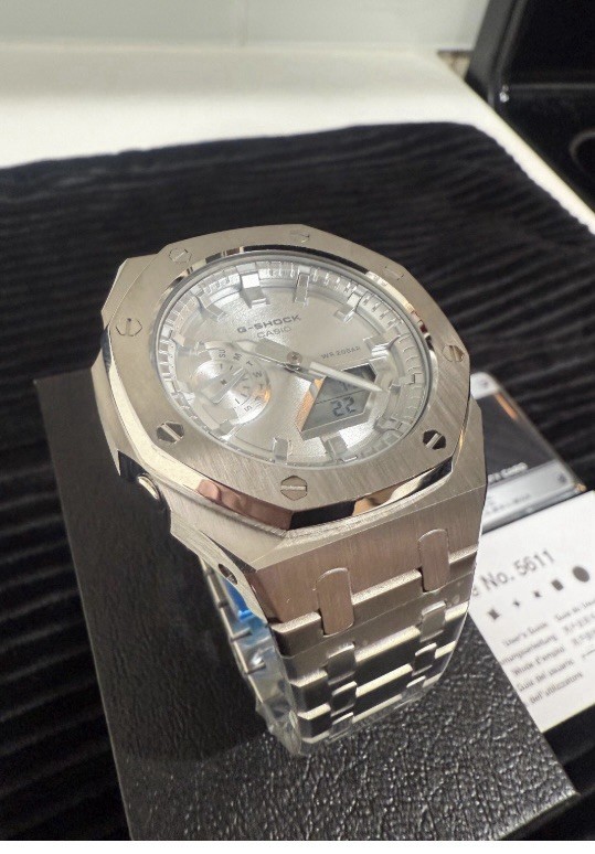 Authentic Casio G-Shock GA-2100 Custom Silver Silver Dial Luxury Hip Hop