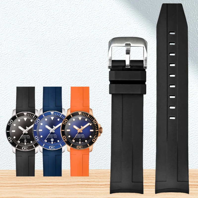 21mm Curved FKM Rubber Strap For Tissot Seastar T120 Soft Heat-Resistant Band