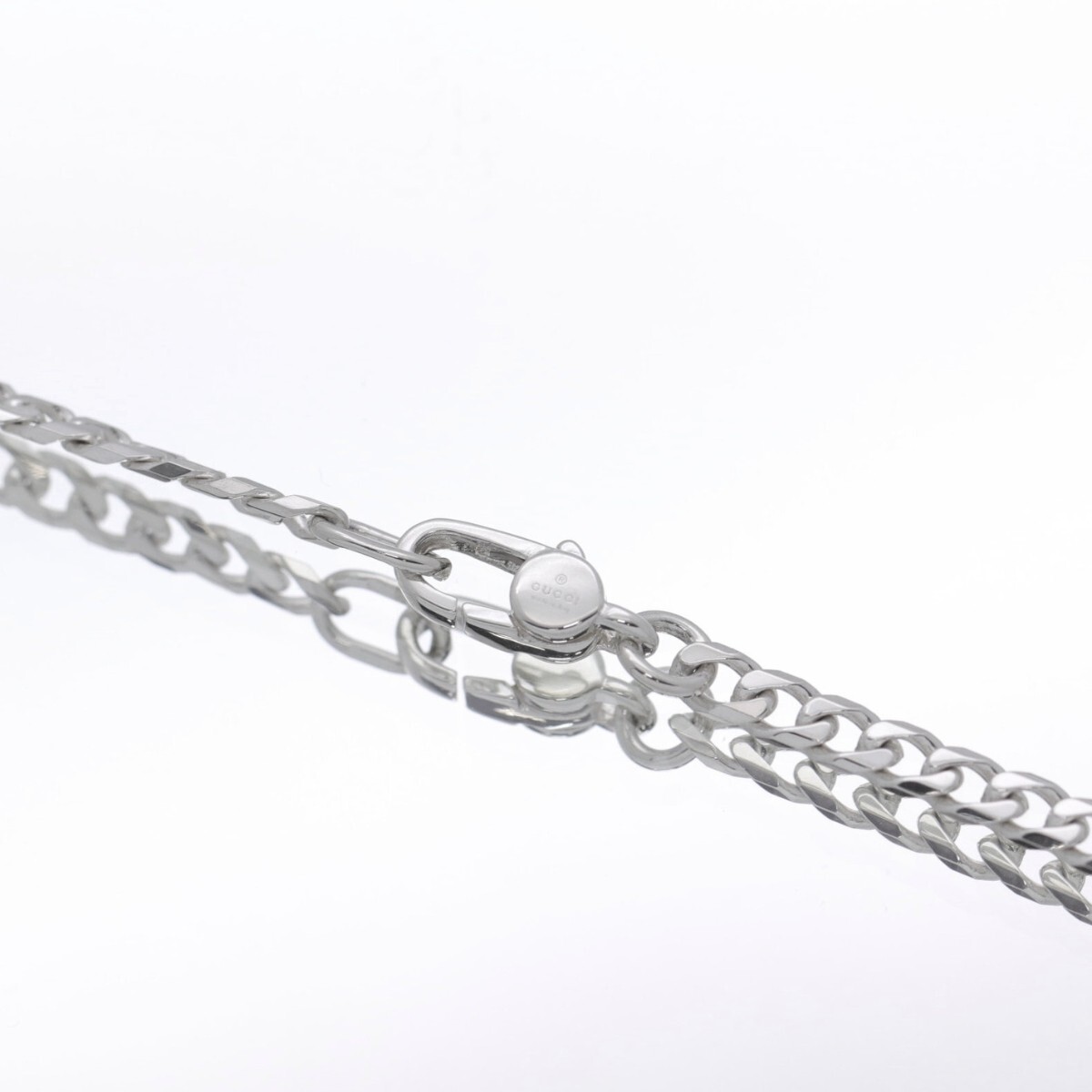 GUCCI Trademark Hexagon Necklace Pendant Ag925 Silver 23.62in Mint Used