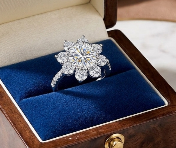 RARE 6.20 Ct Certified Round Cut White Natural Diamond Ring White Gold Finish