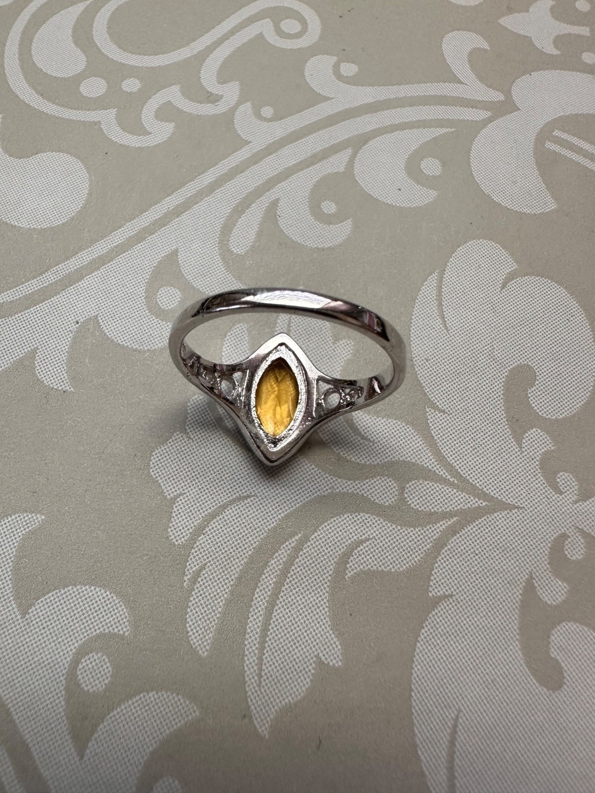 Sterling Silver Faux Marquise Golden Citrine Ring Size 10