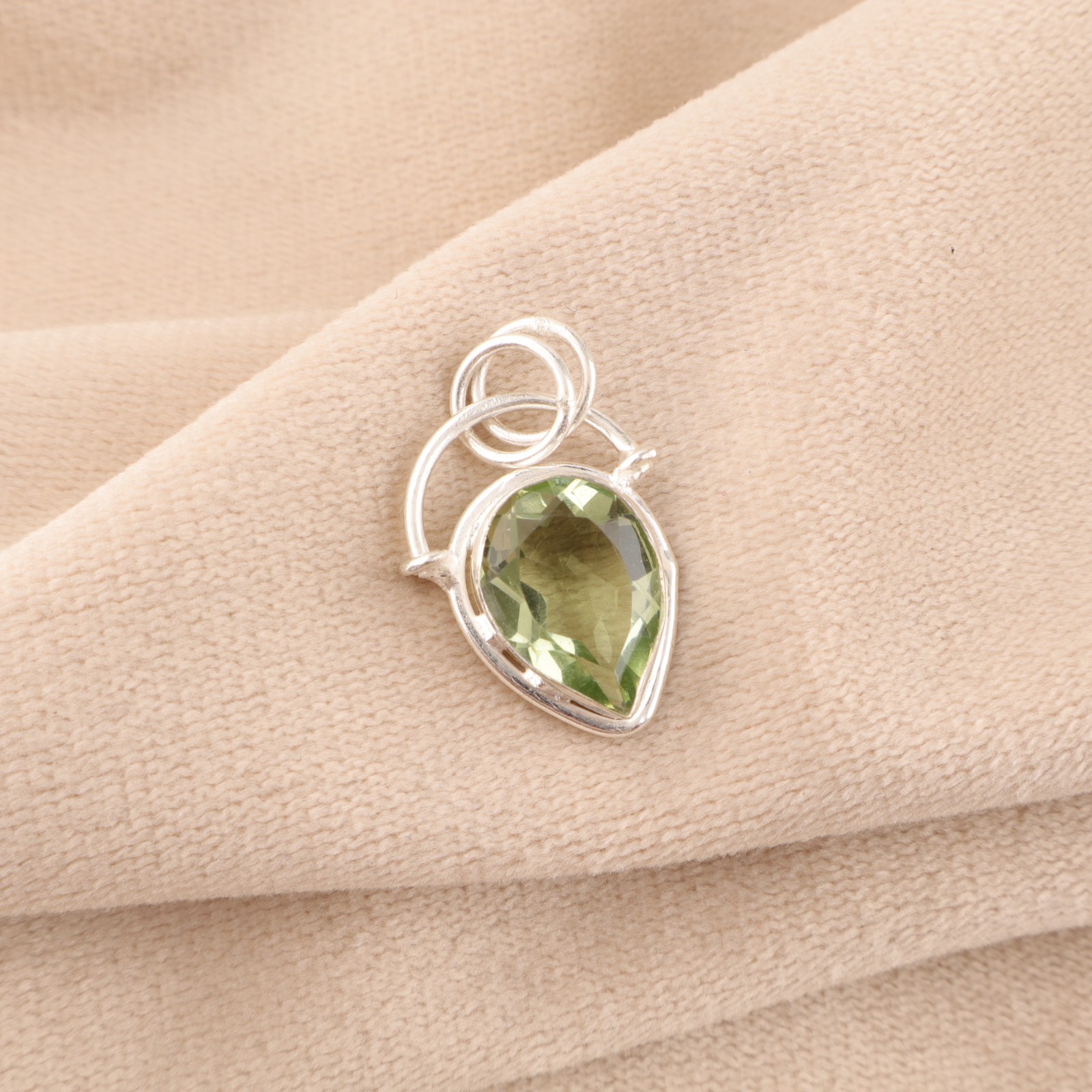 925 Silver Natural Green Amethyst Anniversary Engagement Birthday Wife Pendant
