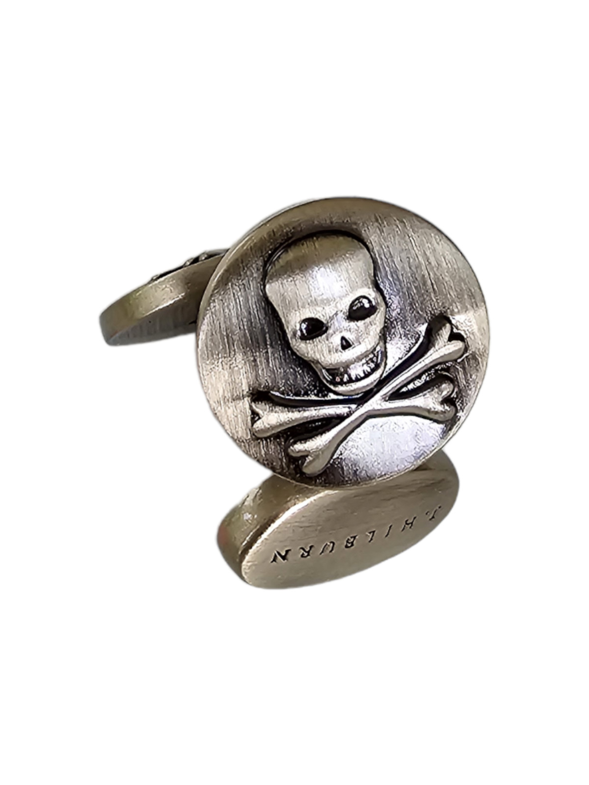 J Hilburn Skull & Crossbones Brushed Bronze Cufflinks – Made in United Kingdom