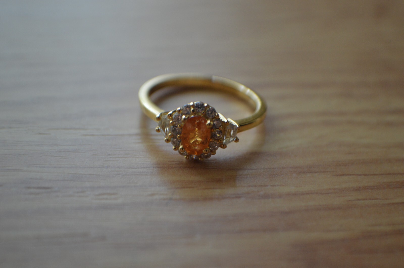 1.25ct Viceroy Spessartine Garnet / Zircon Ring 14k YG over Fine Silver Size 8