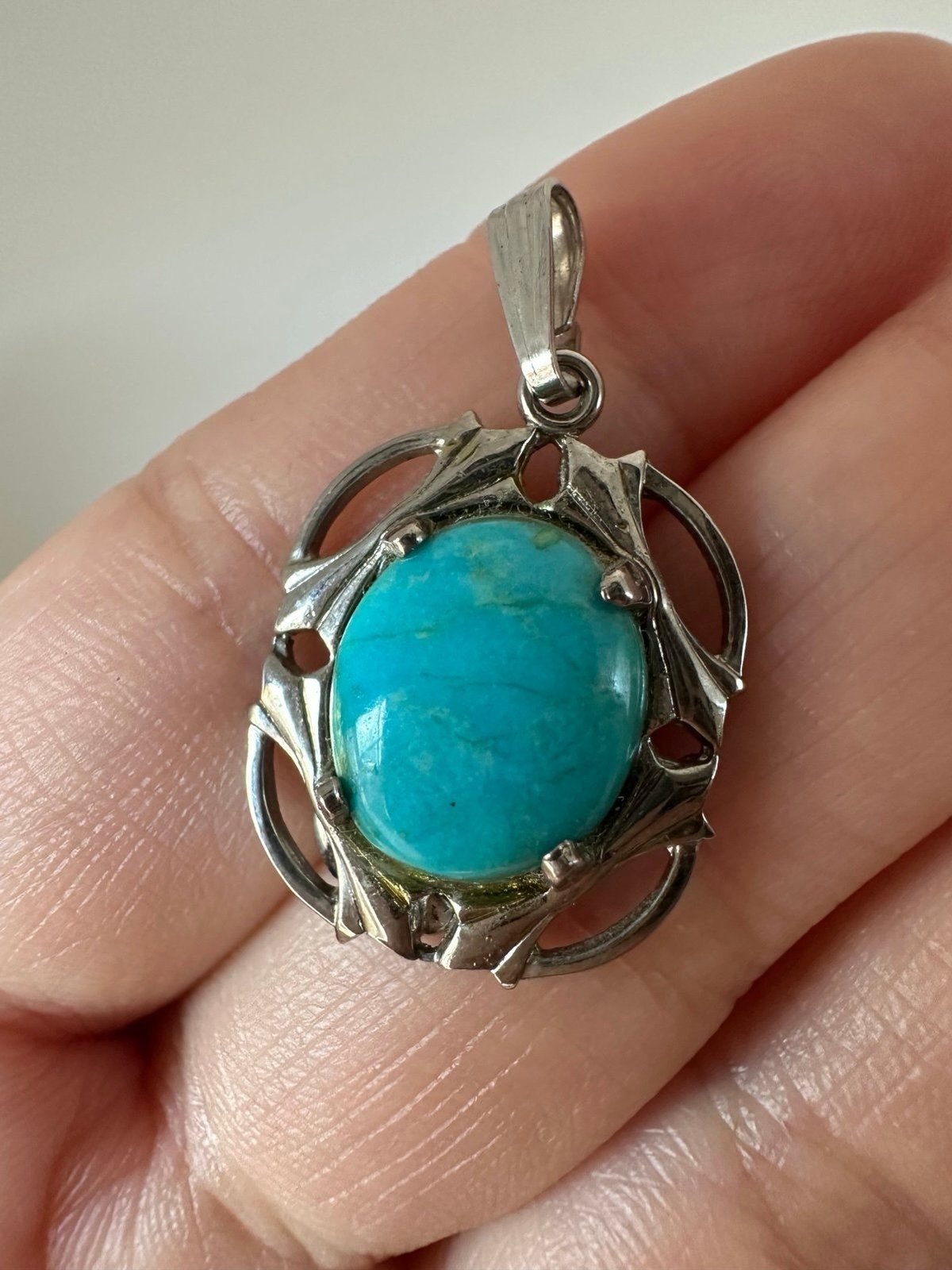 Vintage JJJ sterling silver blue stone Pendant