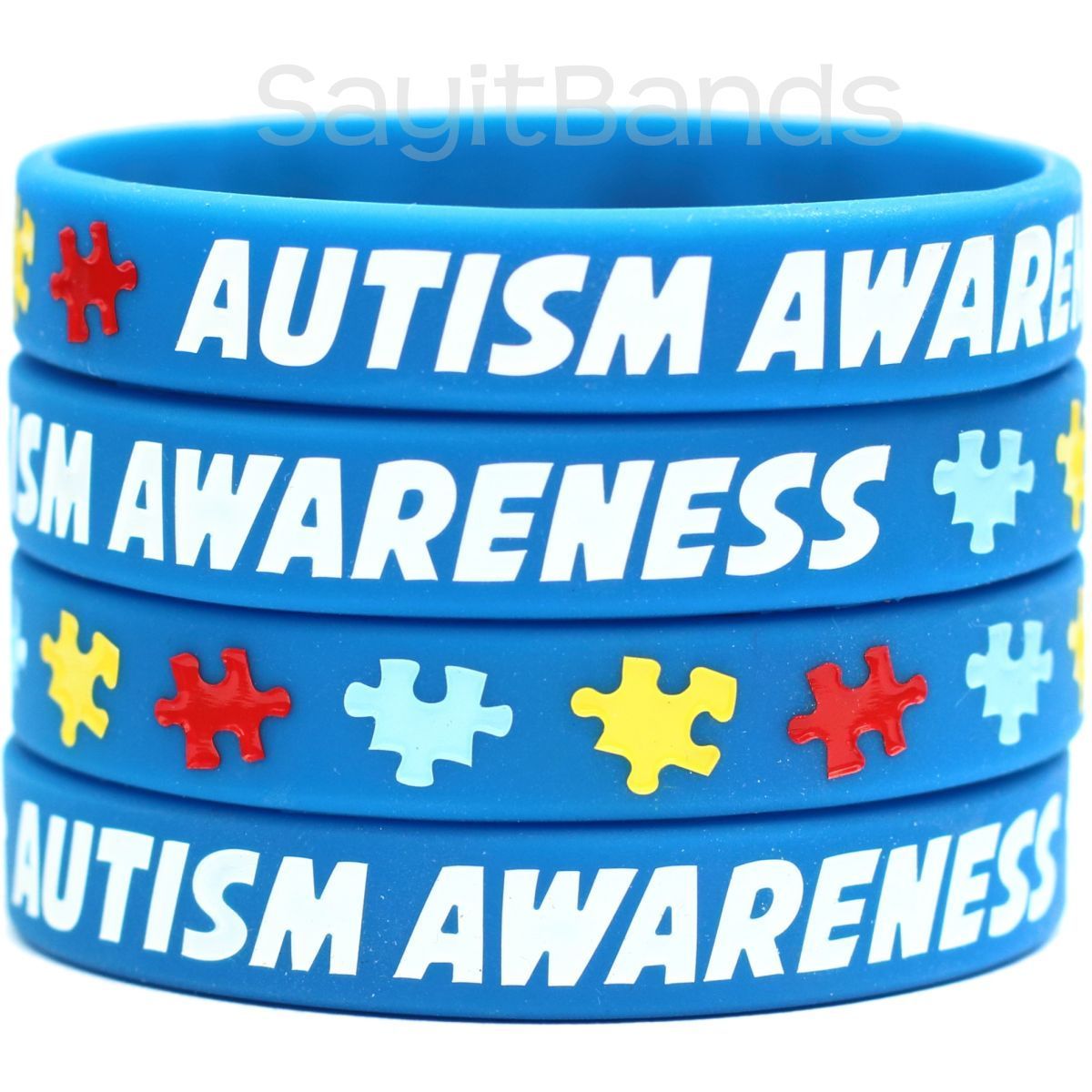 5 Autism Awareness and Support Wristbands – Puzzle Piece Awareness Bracelets
