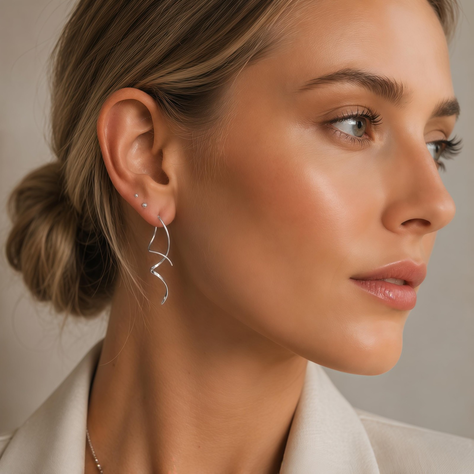 Earrings for Women Spiral threader earrings 925 1.77 inches, 925 silver pair