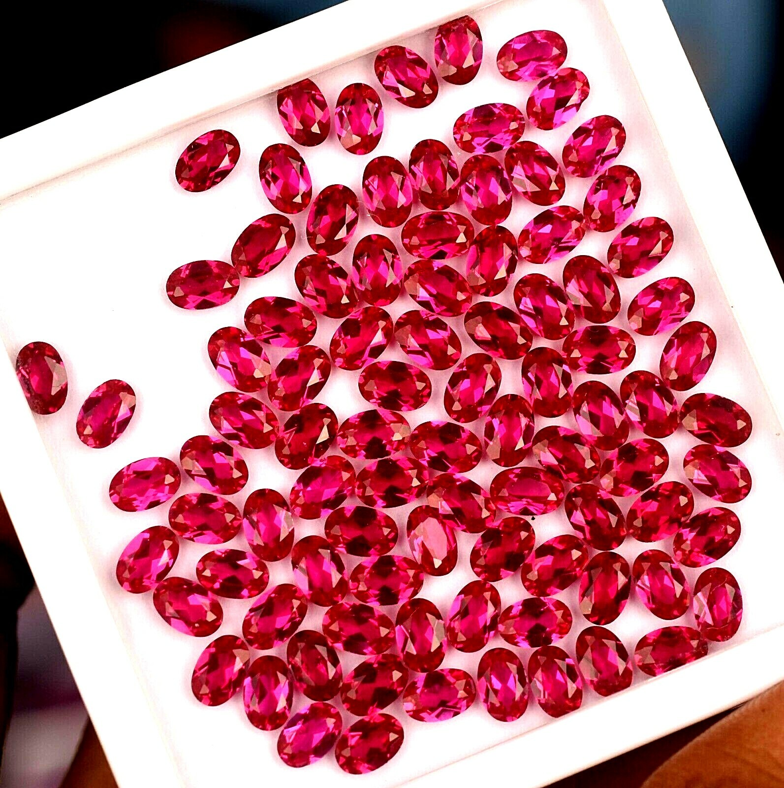 91 Pcs Natural Red Mogok Ruby Oval 6.00 x 4.00 mm Certified Treated Gemstone