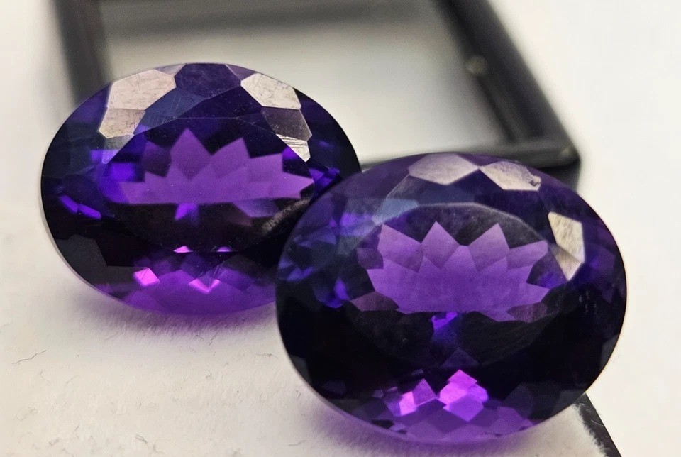 Purple Amethyst Oval Cut 22.80 Ct Natural Pair Loose Gemstone For Earring