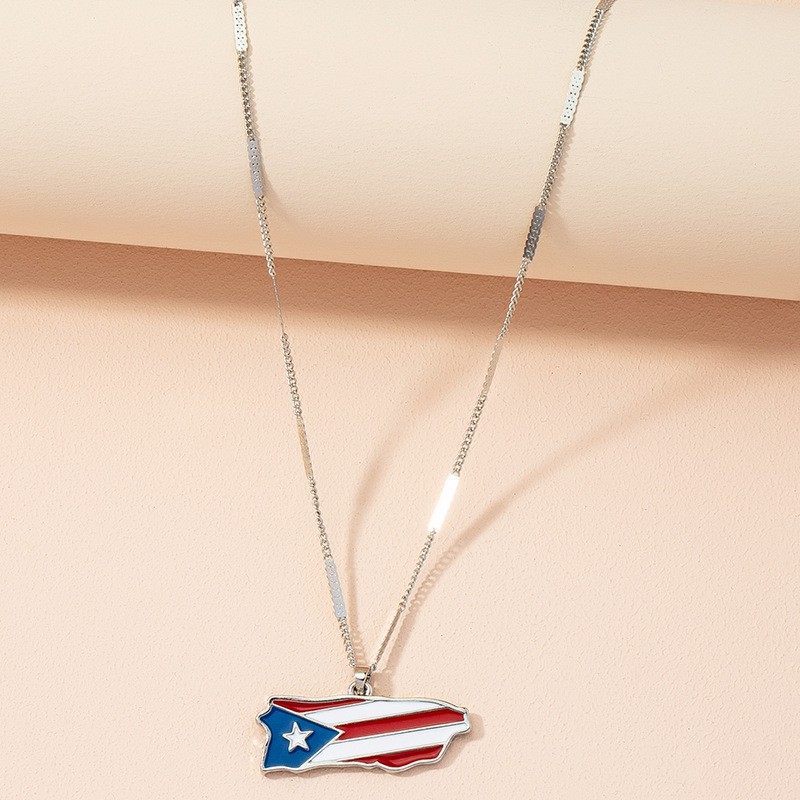 Puerto Rico Country Shaped Flag Pendant – National Necklace