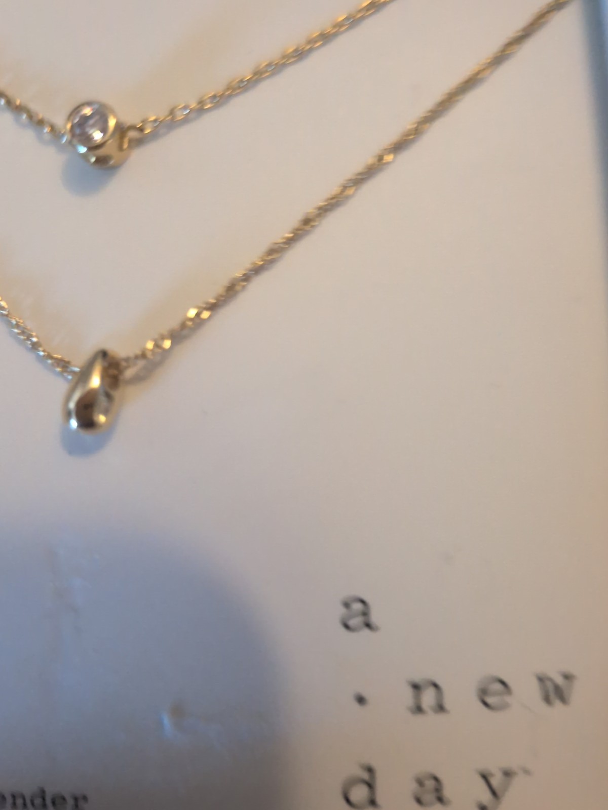 A New Day 14k Gold Plated 2 Piece layering set W CZ Box Torn Edges NEW ITEM