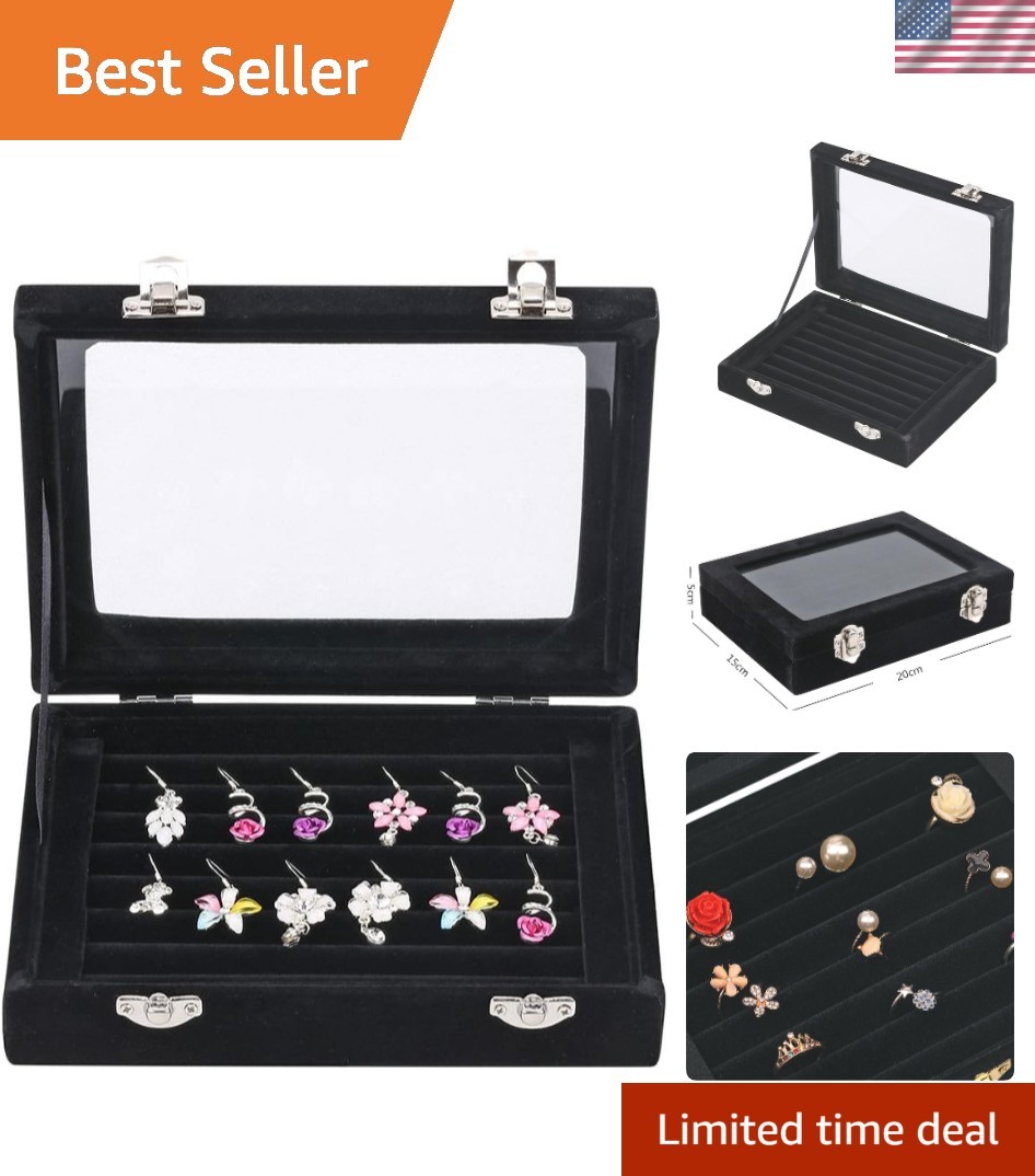 Chic Black Velvet Jewelry Box with Removable Compartments – Ideal Gift for Her
