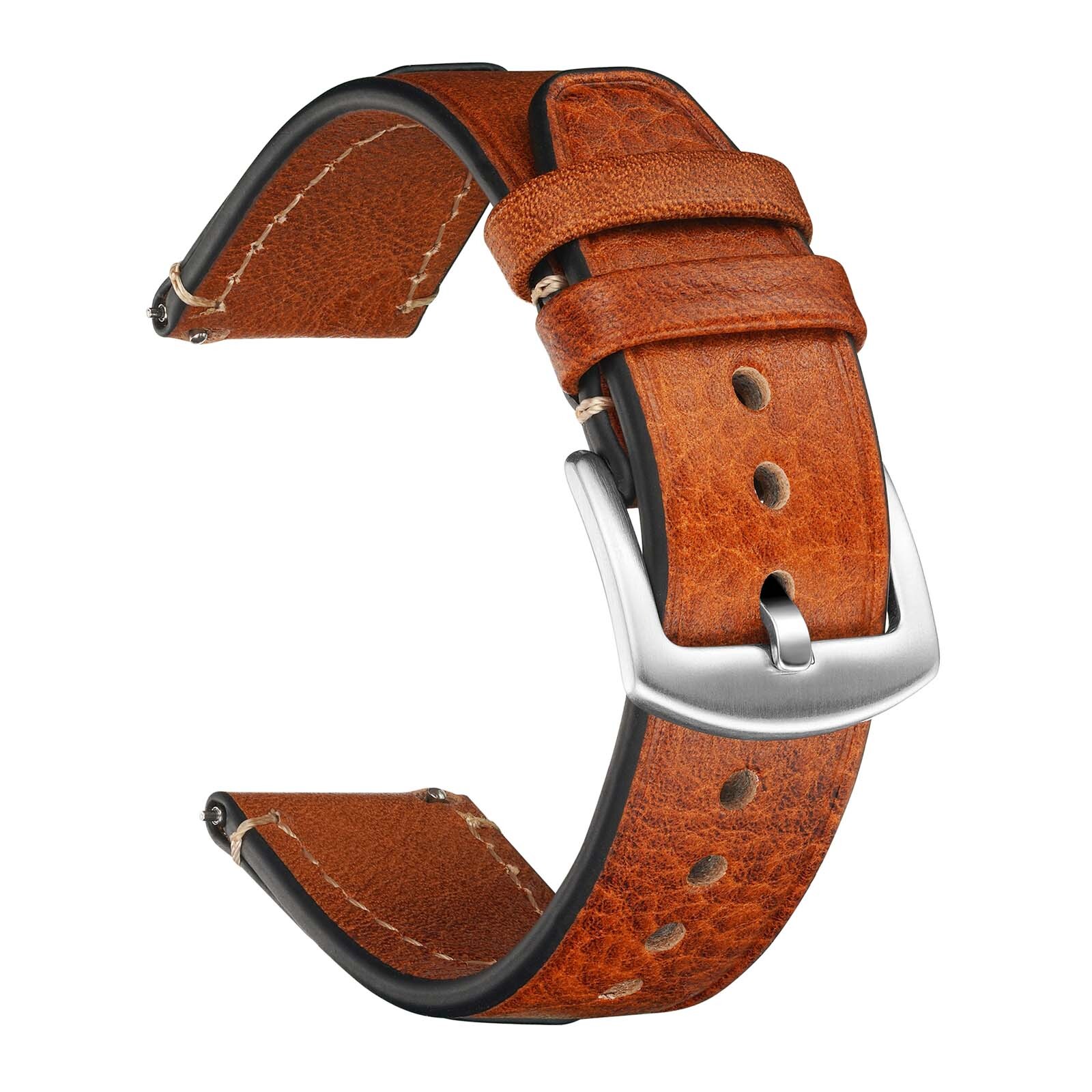 20MM Classic Genuine Leather Watch Band For Galaxy Watch 7/6/5 Pro/4/FE 44/40MM