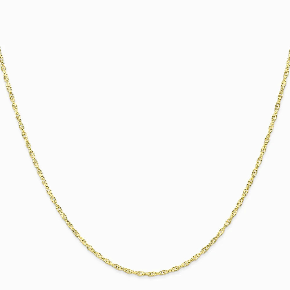 10K Yellow Gold 1.35mm Carded Cable Rope Chain Necklace 16″-24″