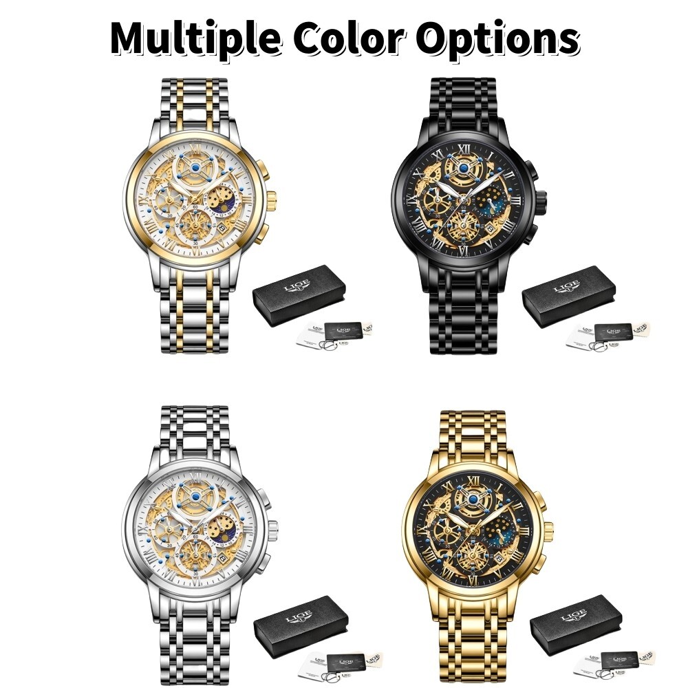 Classic Men Watch Stainless Steel Quartz Luminous Wristwatch Business Waterproof