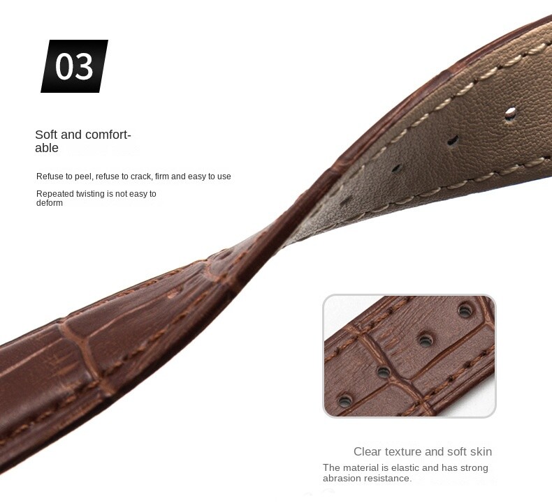 Leather watch with calfskin watch with pin buckle in various colors 10-24mm