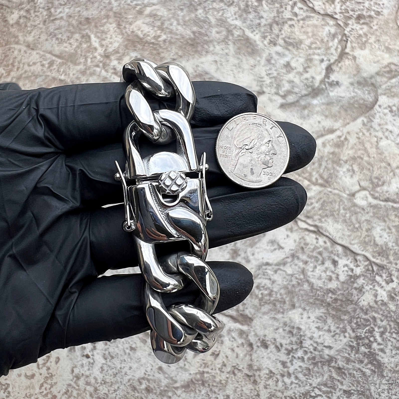 Men 316L Stainless Steel Miami Cuban Link Heavy Hip Hop Bracelet 22MM Thick 9.5″