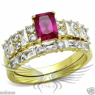 Brilliant 1.0Ct Emerald Cut Cubic Zircon CZ AAA Wedding Set 5 6 7 8 9 10 Tk2134