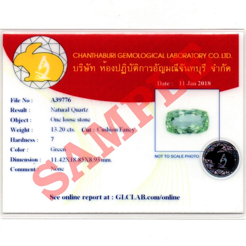 GLC Chanthaburi Gemological Laboratory Brief Report With Photo x10 (service)