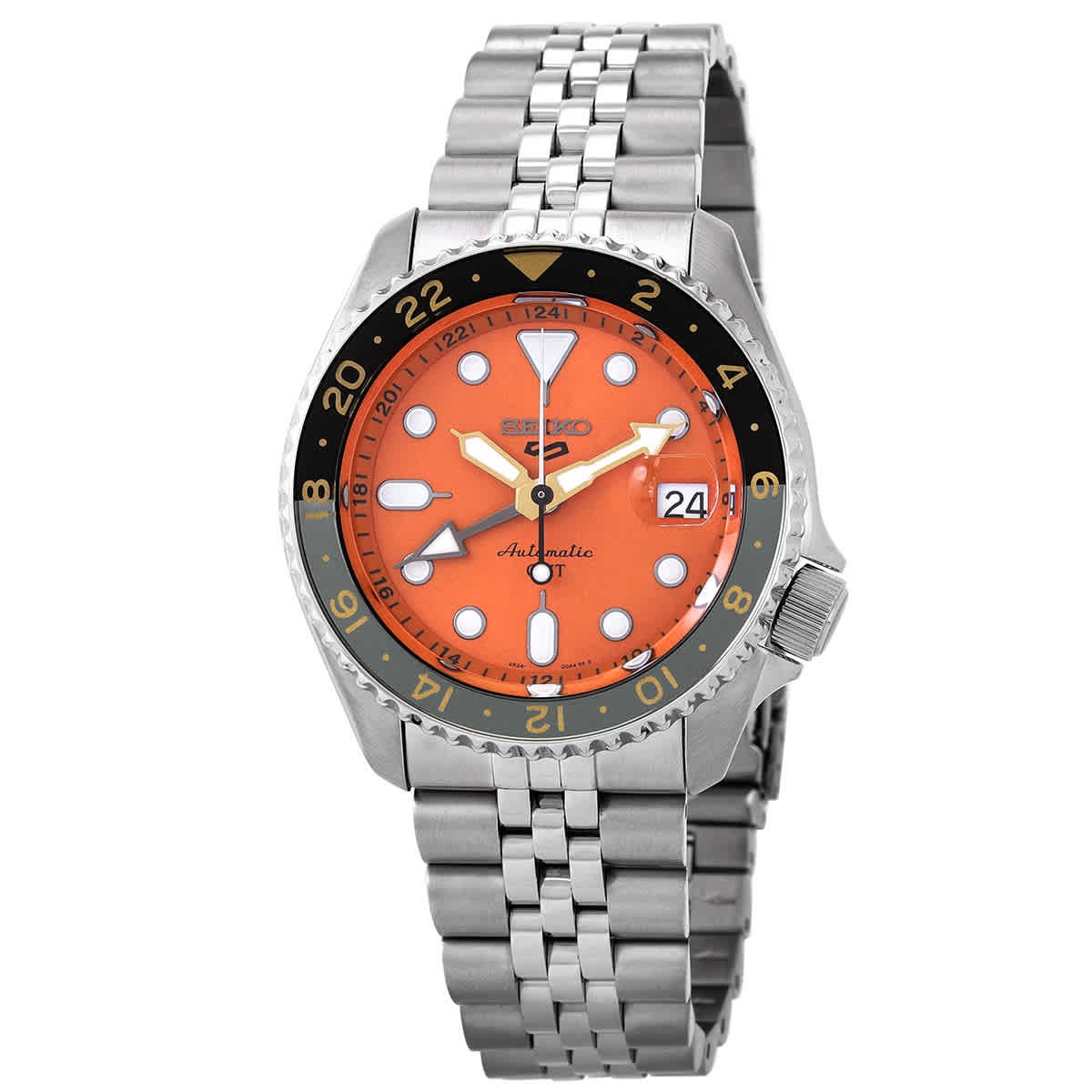 Seiko 5 Sports GMT Automatic Orange Dial Men’s Watch SSK005K1