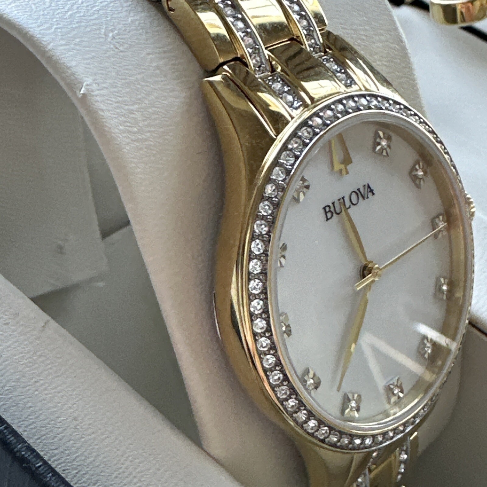 Bulova Box Set with Bangle Bracelets And Crystal Ladies Watch 98X119