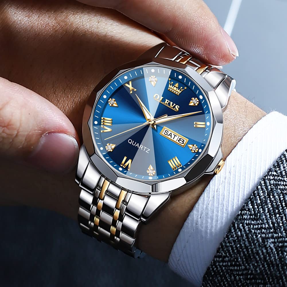 OLEVS Watch for Men Diamond Business Steel Waterproof Luxury Casual Wrist Watch
