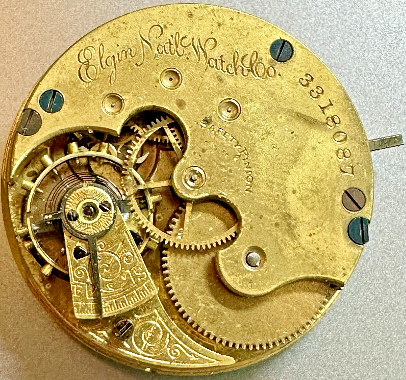 * 1889 ELGIN 6S Gr. 95 M. 1 7J HC LS POCKET WATCH MOVEMENT To Fix N60