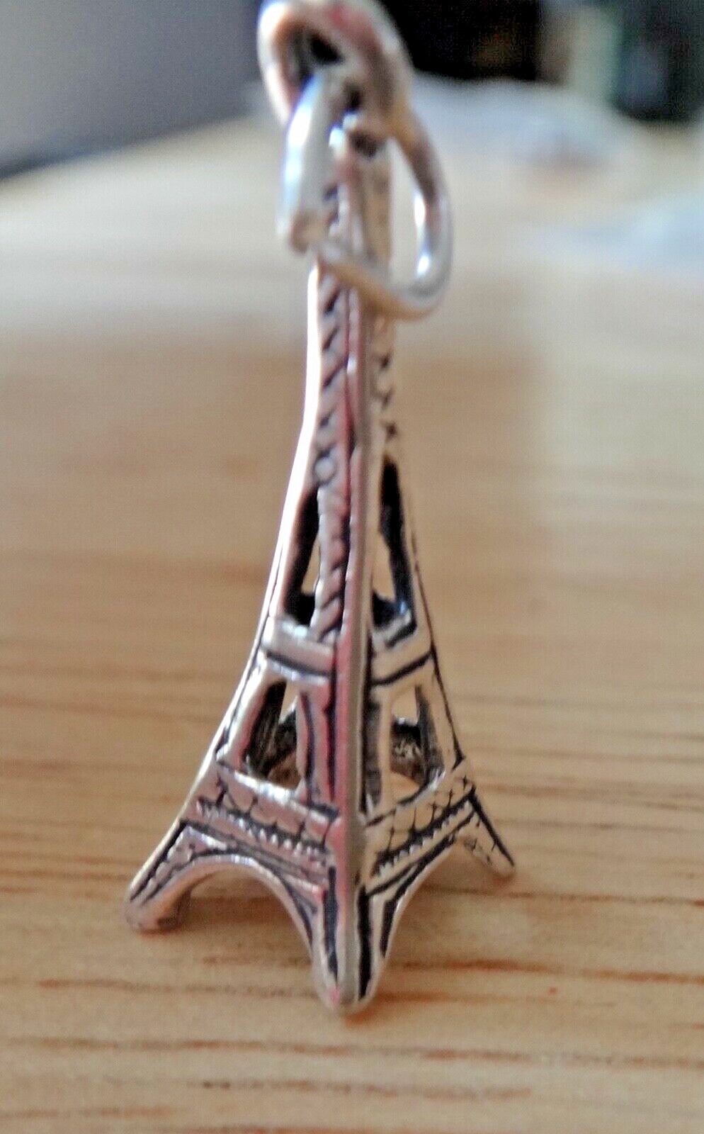Sterling Silver 3D 24x8mm Eiffel Tower in Paris France Travel Charm