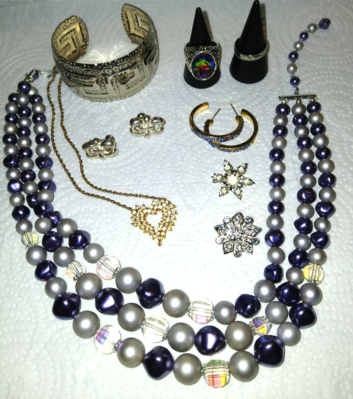 2 Lovely Necklaces + Cuff Bracelet+ 2 Rings+ 2 Pins+ 2 Earrings* #229