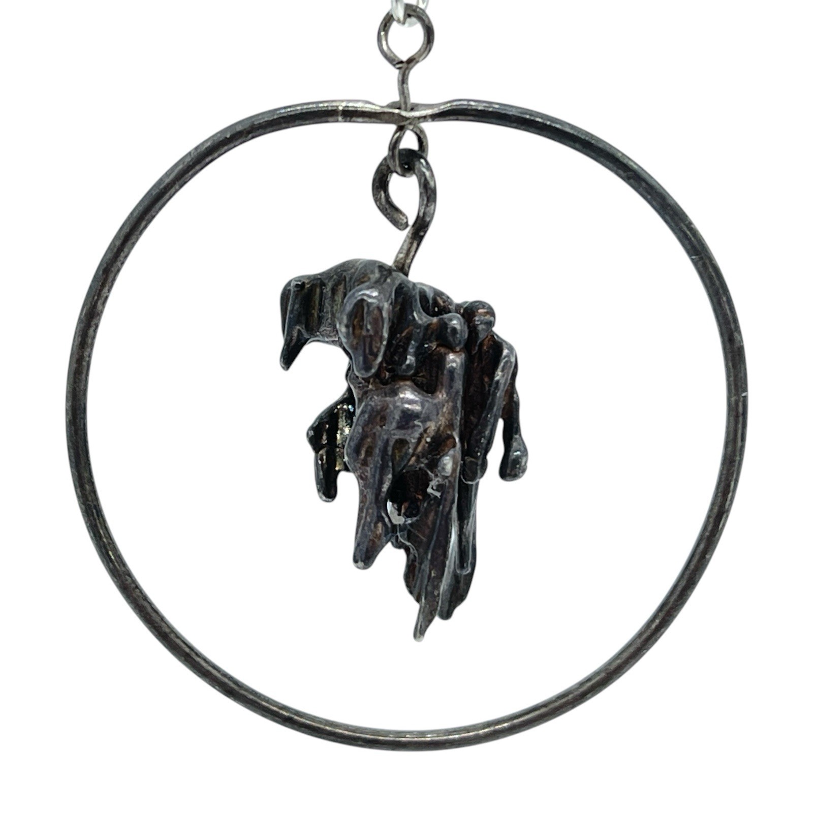 Sterling Silver Brutalist Modernist Abstract Hoop Pendant 5.8g Artisan Studio
