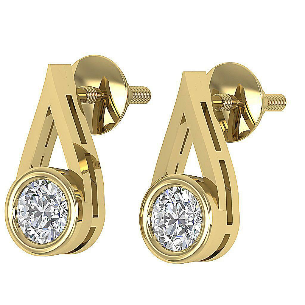 Dangle Earrings SI1 G 1/2Ct Round Cut Diamond 14K White Gold Appraisal 0.47Inch