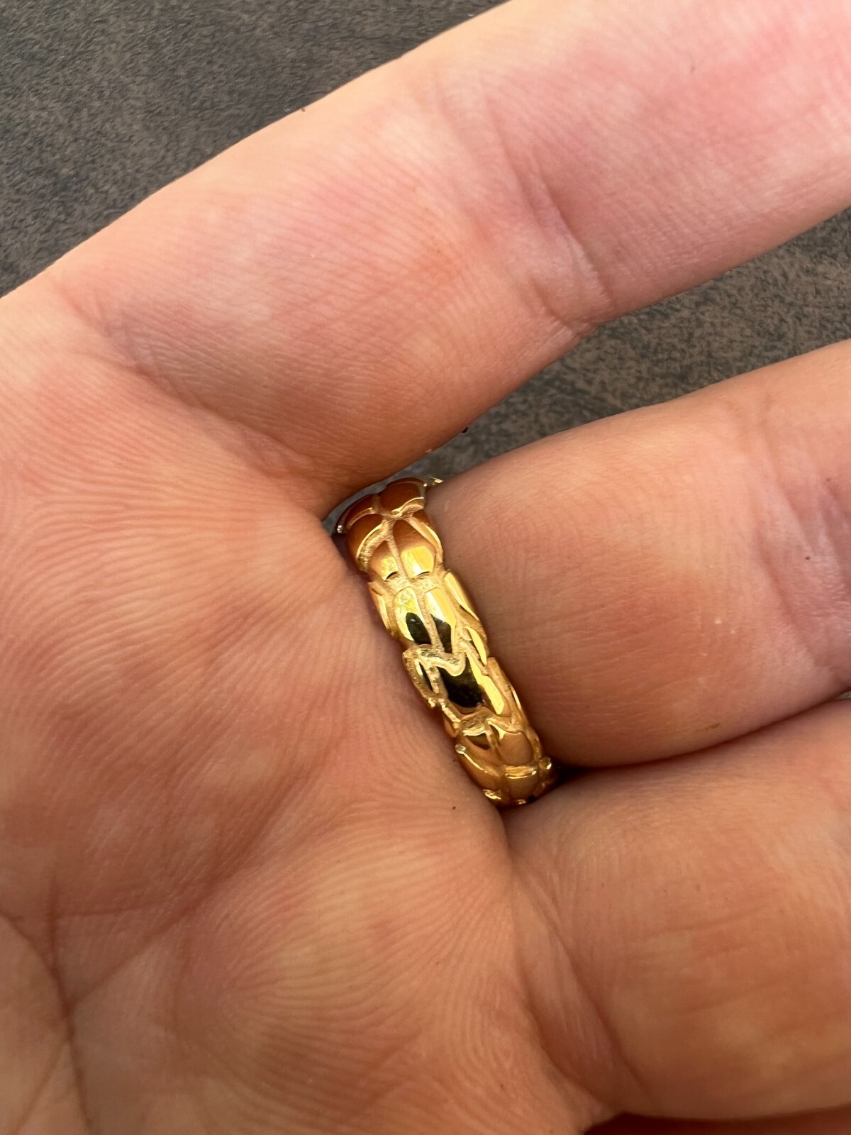 Nugget Ring Mens Real Solid 14K Gold Plated 925 Silver Iced CZ Pinky Hip Hop