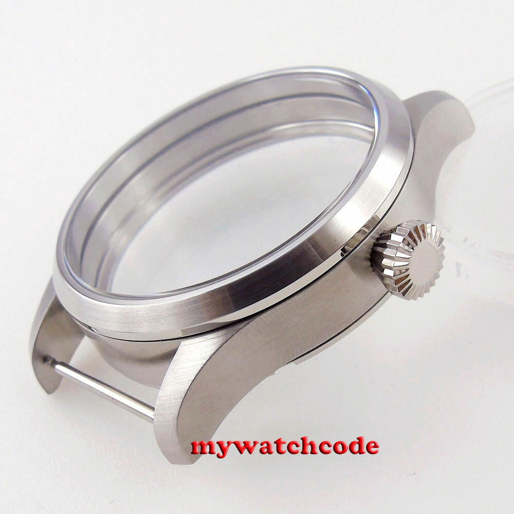 brushed 42mm 316L steel watch CASE fit eta 6498 6497 seagull 3600 3620 movement