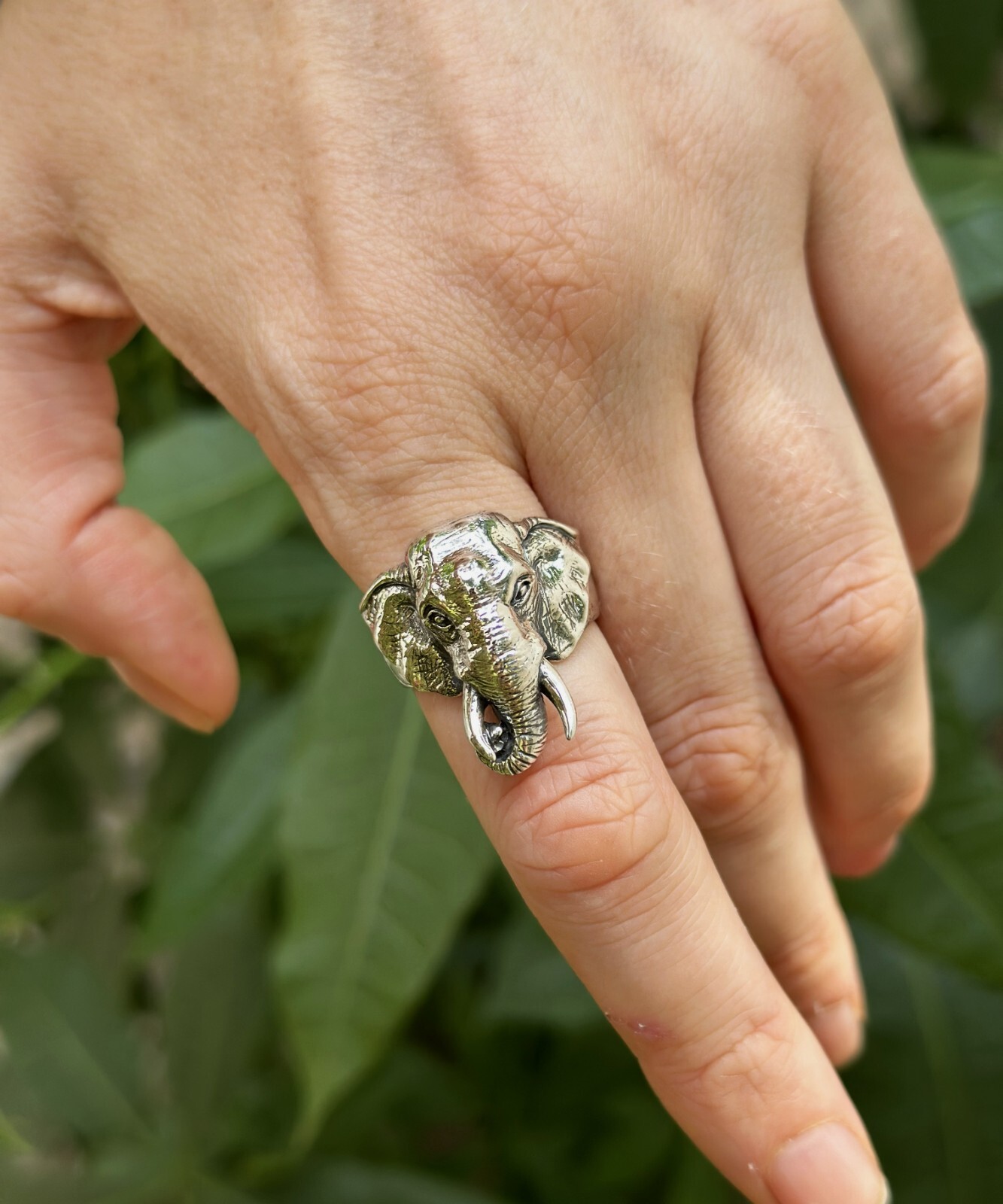 Elephant Ring STERLING SILVER 925 Big Tusks Exclusive Unique Design Detailed