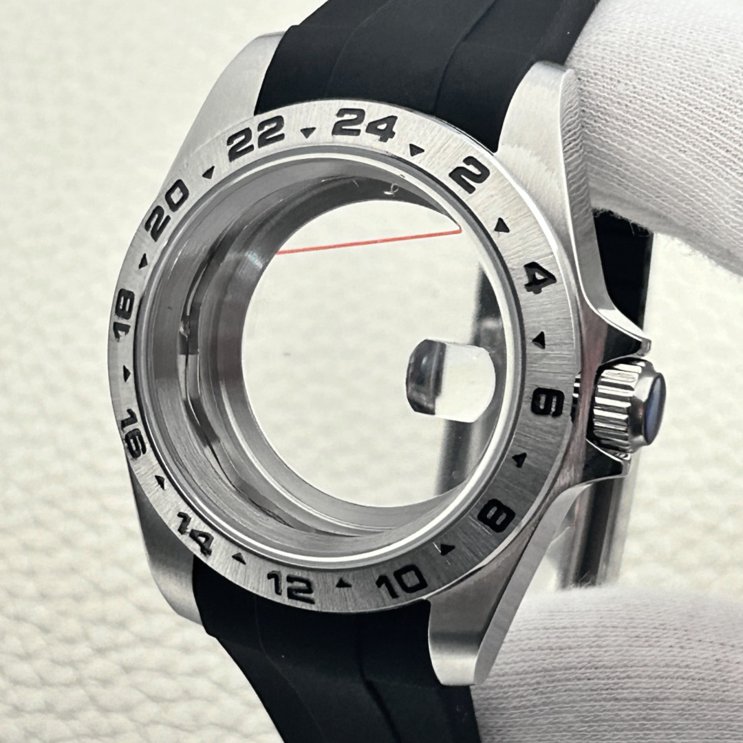 40mm Brushed 5ATM Watch Case Black 24H Bezel Mod For Nh35 Nh36 Nh34 Movement