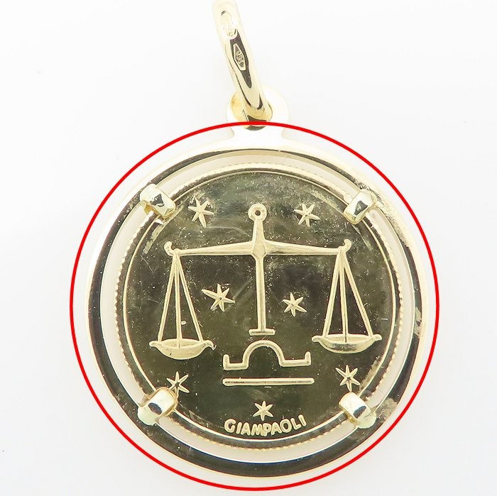 UNOAERRE Coin motif 18K Yellow Gold PendantTop Charm 5.0grams /295326