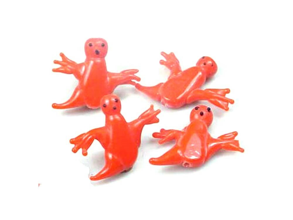 4 Lampwork Handmade Orange Ghost Halloween Beads 21x28mm