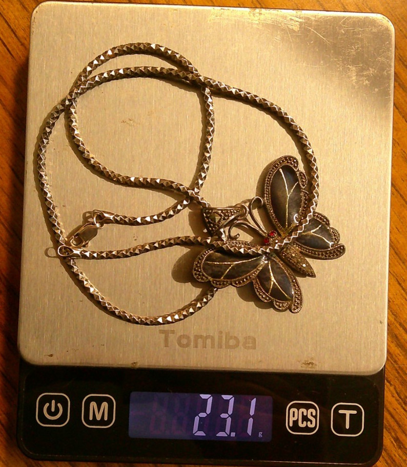 GSJ CN 925 Butterfly Necklace w/ Snake Chain