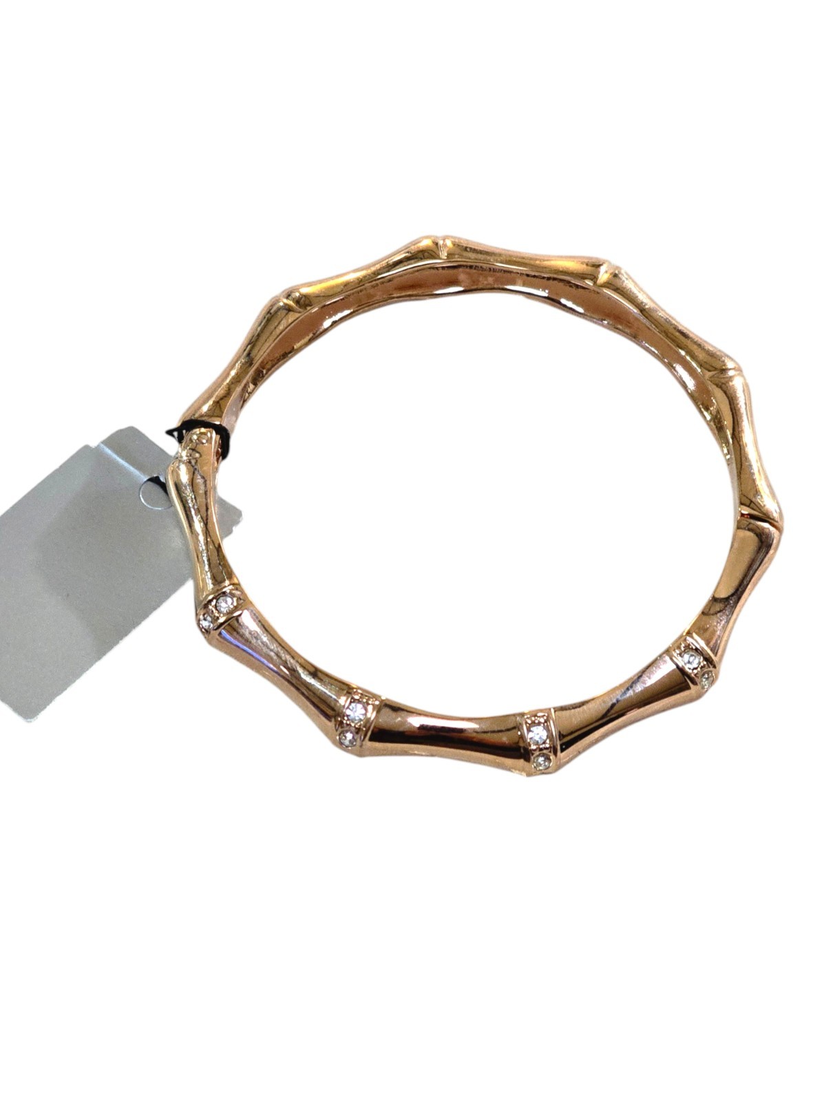 Sequin Women’s Thin Rose Gold Plated Bamboo Style Rhinestone Hinged Bracelet NWT