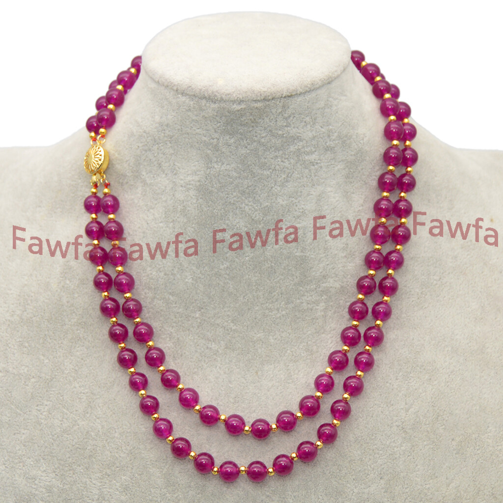 Natural 2 Rows 6/8/10/12mm Multicolor Jade Gemstone Round Beads Jewelry Necklace