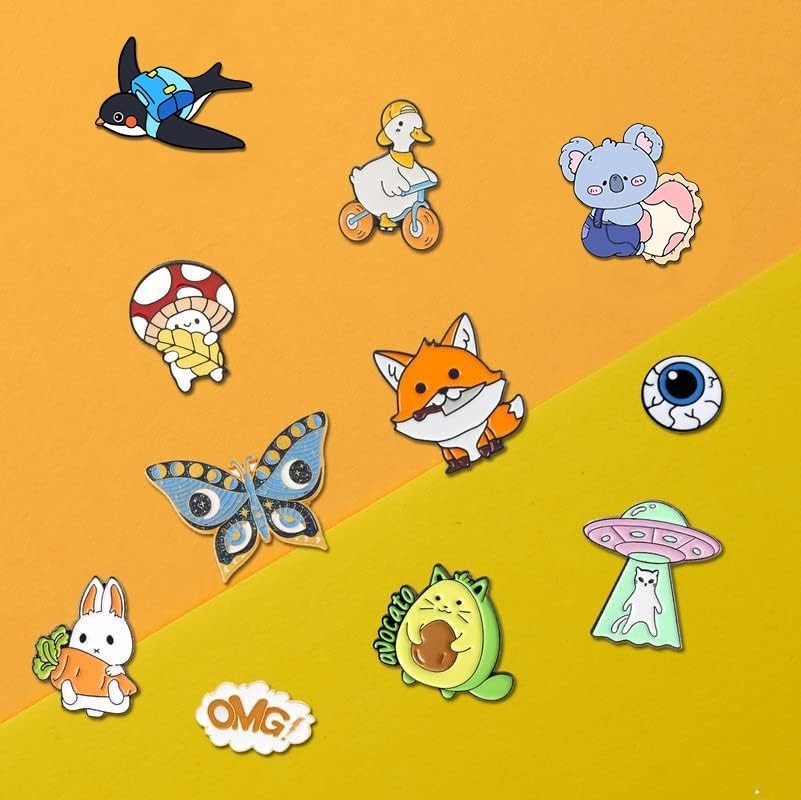 Mixed Enamel Brooch Set – 20/30/50/80 Lapel Badges, Cartoon Plant Pins, Funny Bu