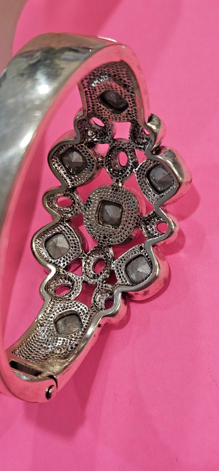 Three piece set chain pendant bracelet silver tone crystals unbranded sparkly.