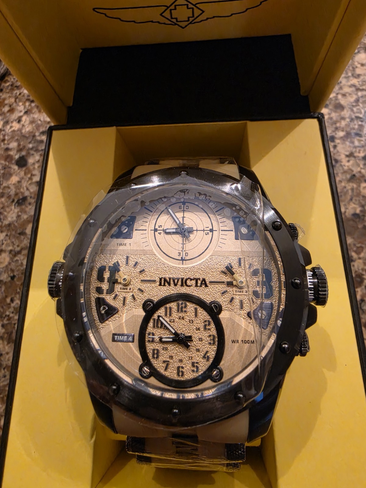 Invicta 31139 Coalition Forces Sniper Quartz Analog 50mm Black SS/Beige w/ Box