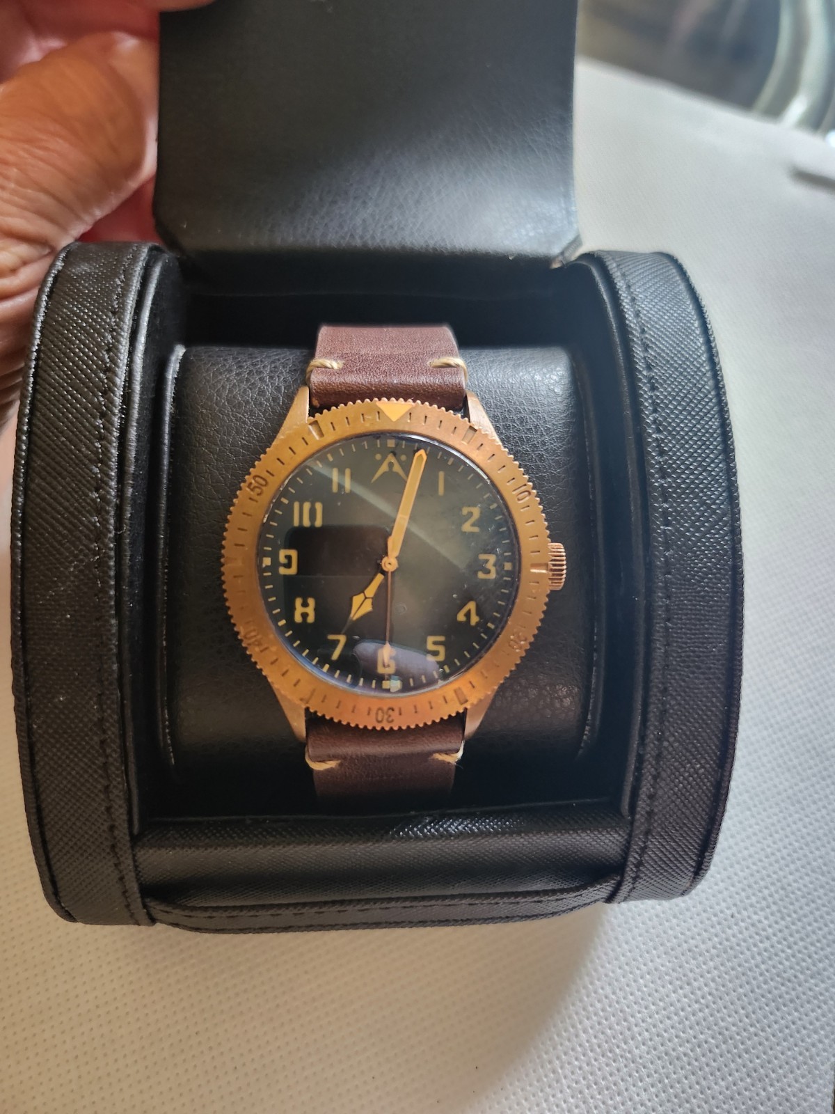 Aerotec Ace Bronze Watch – Vintage Black Dial