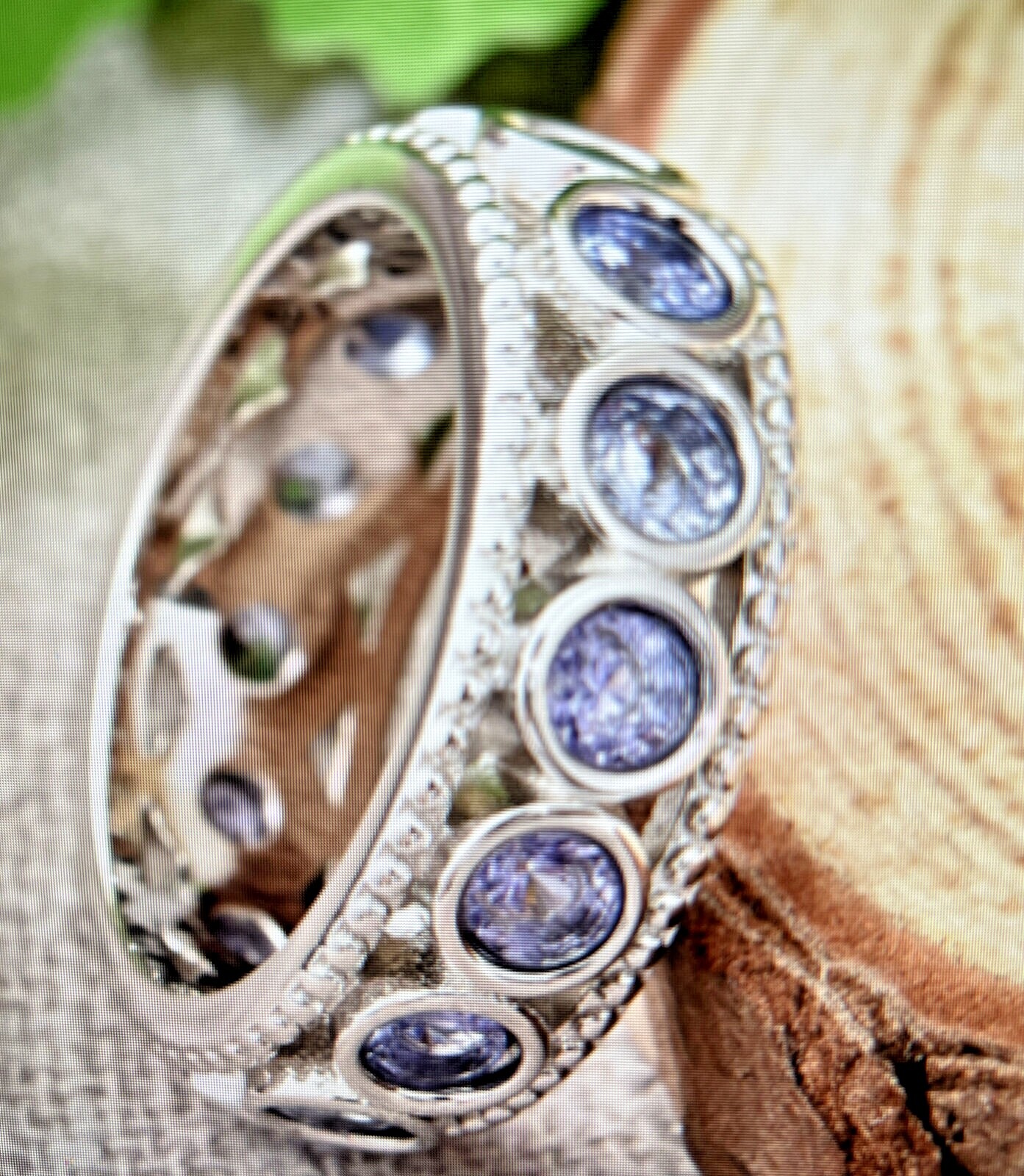 Natural Tanzanite Band Ring in Rhodium Over Sterling Silver (Size 5) 1.90 ctw